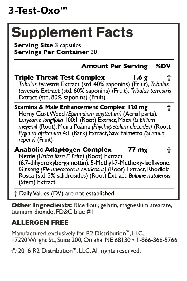 Legal Limit Labs 3 Test-OXO - Nutrition Facts Legal Limit Labs 3 Test-OXO -Nutrition Facts