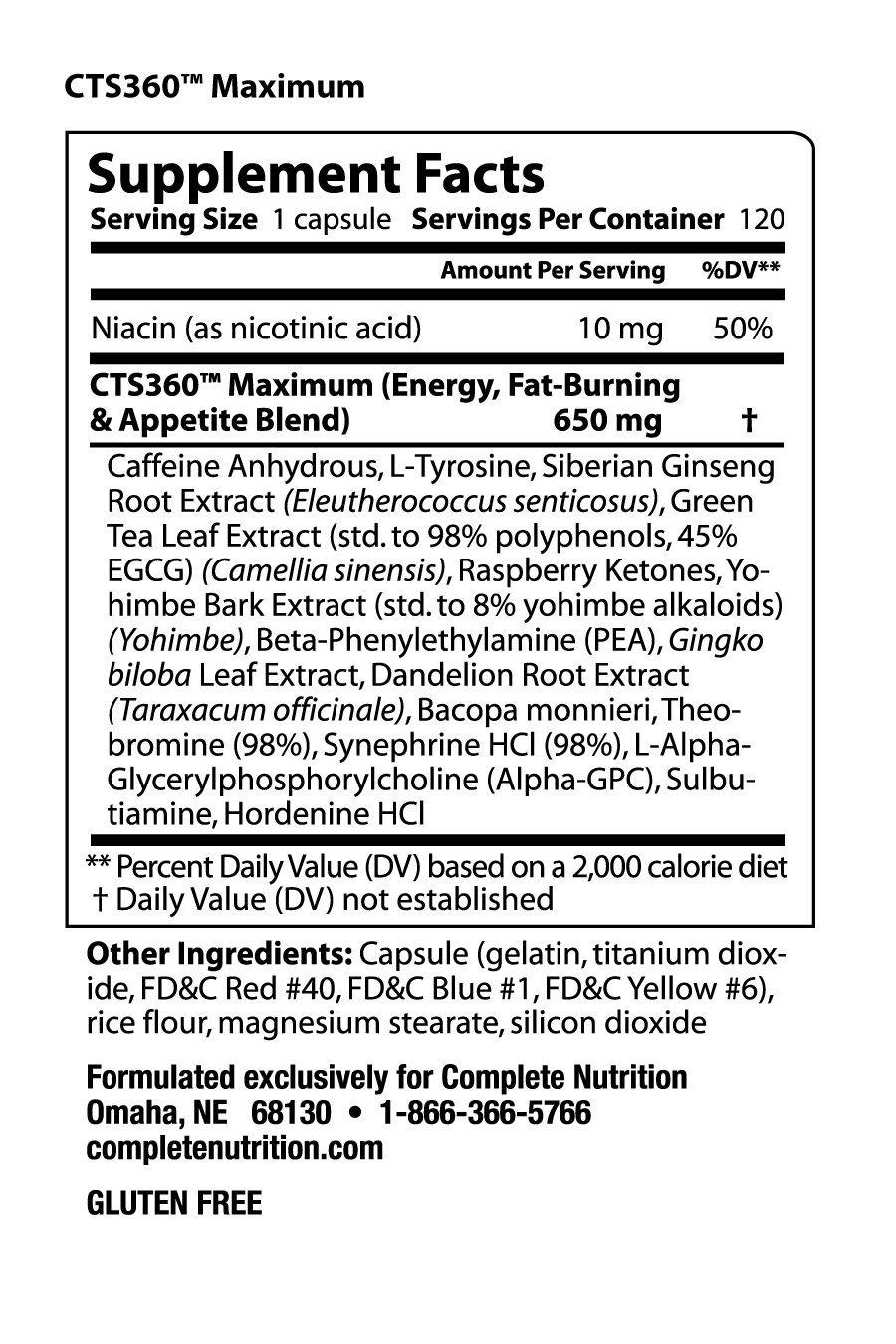 CTS 360 60 day kit - Nutrition Facts CTS 360 60 day kit - Nutrition Facts