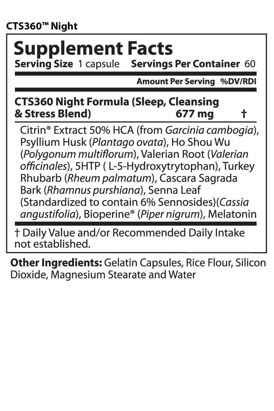 CTS 360 60 day kit - Nutrition Facts CTS 360 60 day kit - Nutrition Facts