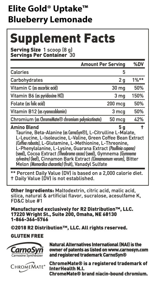 Elite Gold Amino Uptake - Nutrition Facts Elite Gold Amino Uptake -Nutrition Facts
