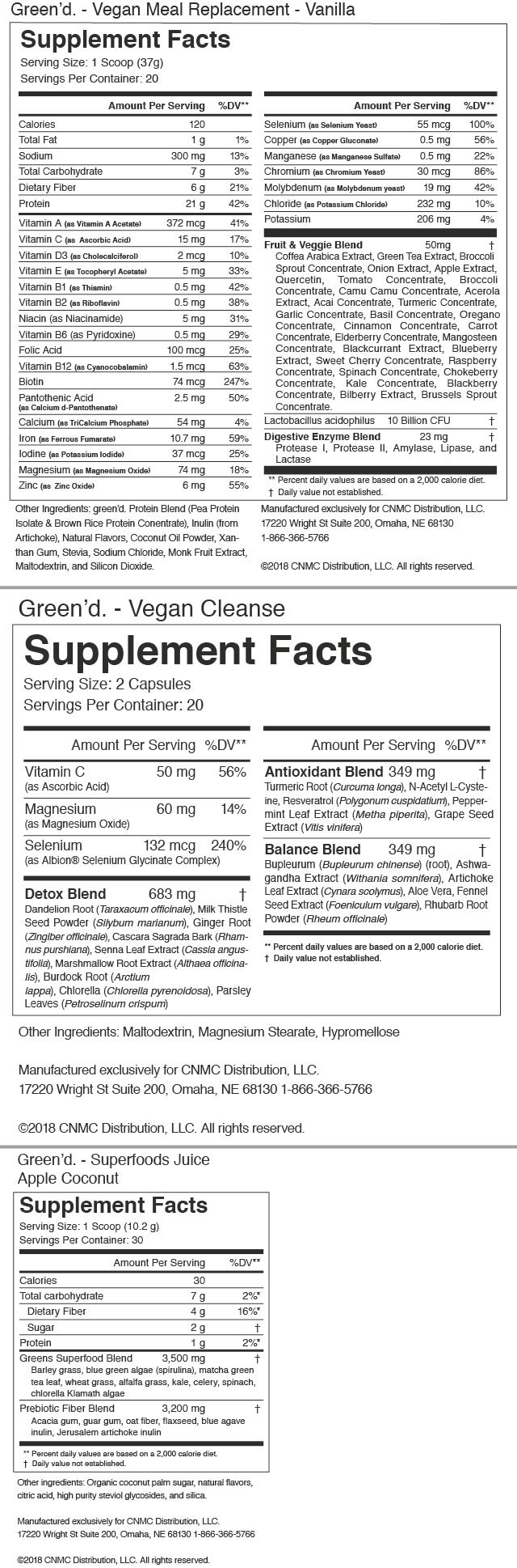green'd. Plant Based Daily Health System - Nutrition Facts green'd. Plant Based Daily Health System -Nutrition Facts
