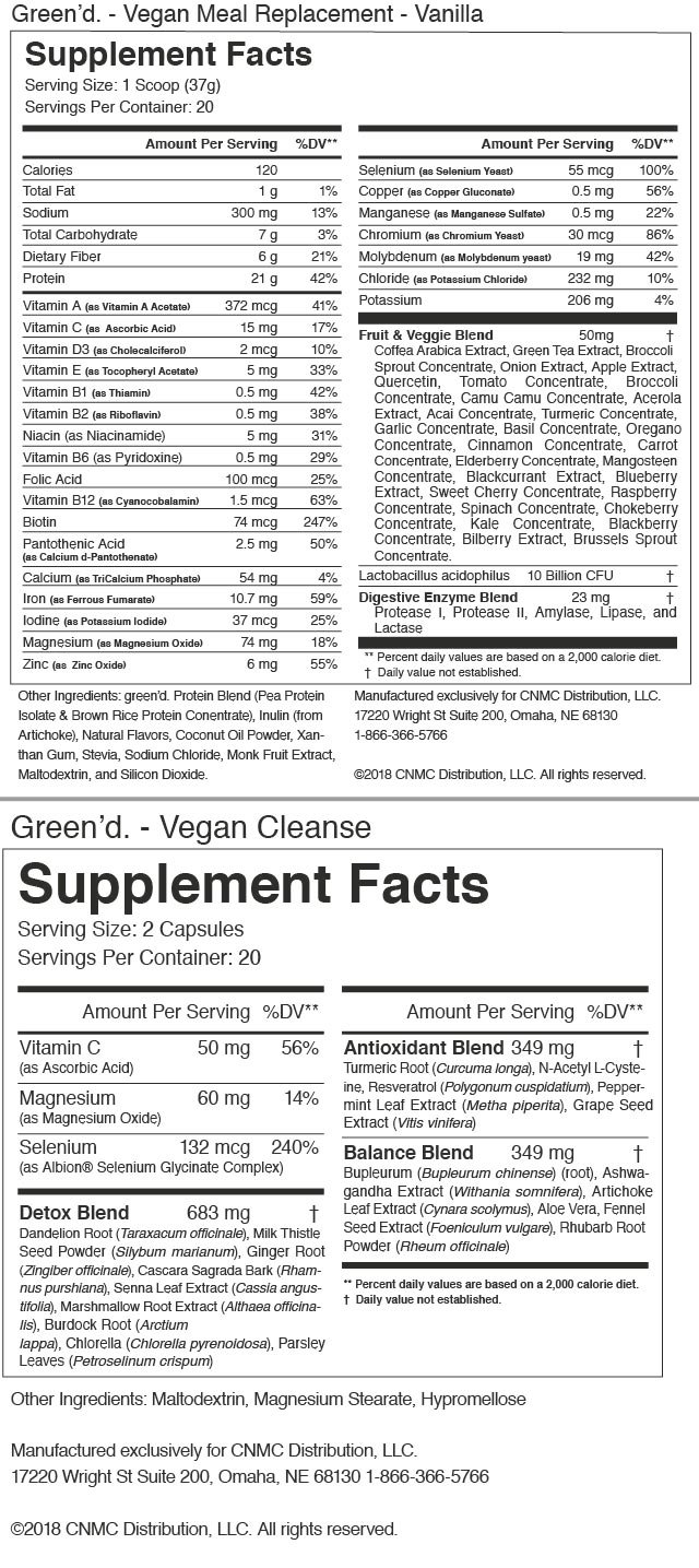 green'd. Plant Based Starter Pack - Nutrition Facts green'd. Plant Based Starter Pack -Nutrition Facts