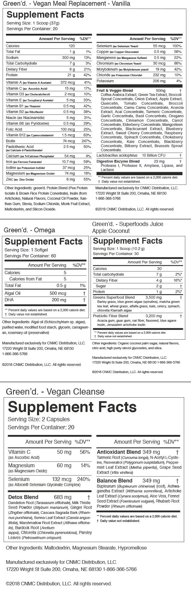 green'd. Plant Based Weight Loss System - Nutrition Facts green'd. Plant Based Weight Loss System -Nutrition Facts