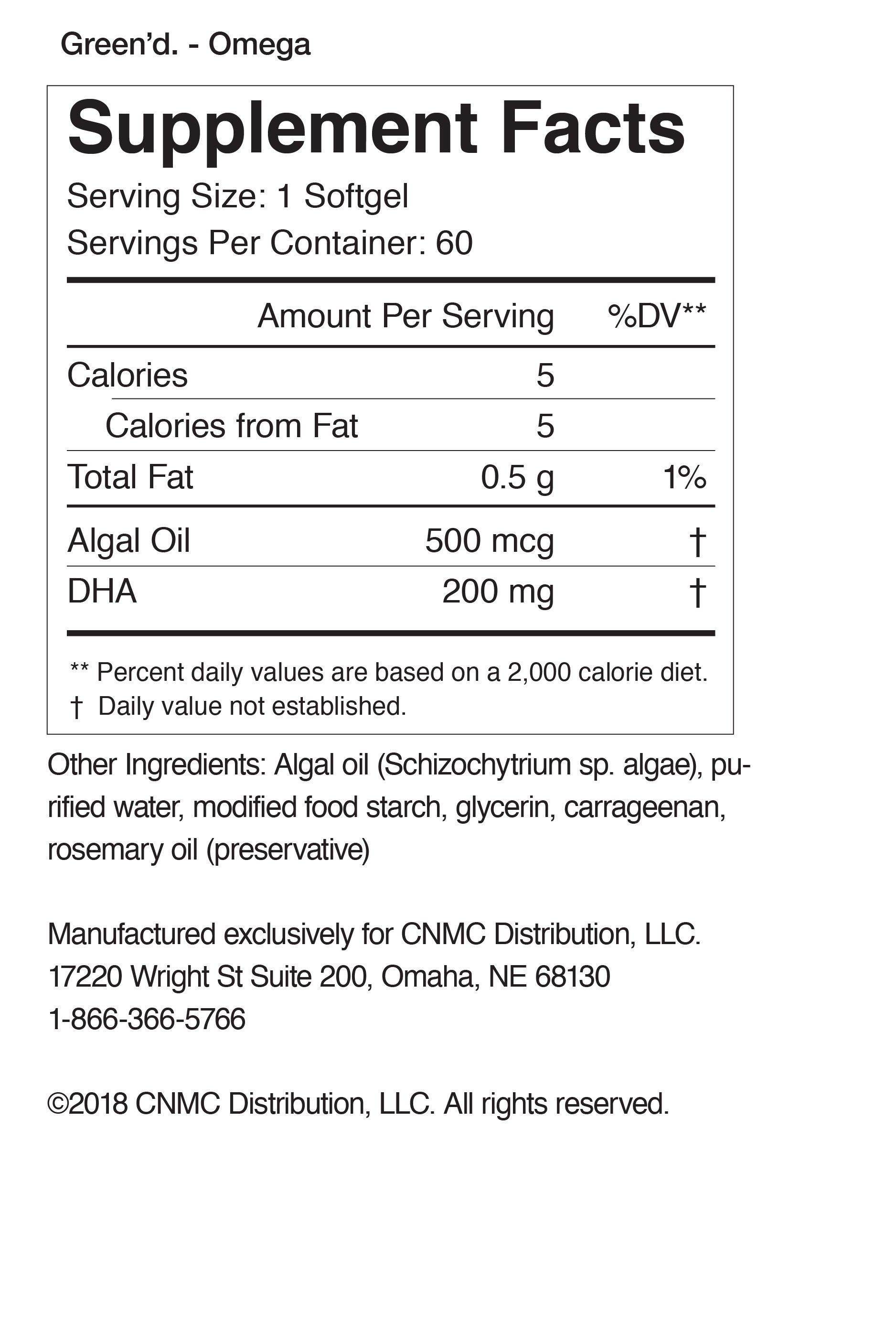 green'd. Vegan Omega - Nutrition Facts green'd. Vegan Omega -Nutrition Facts