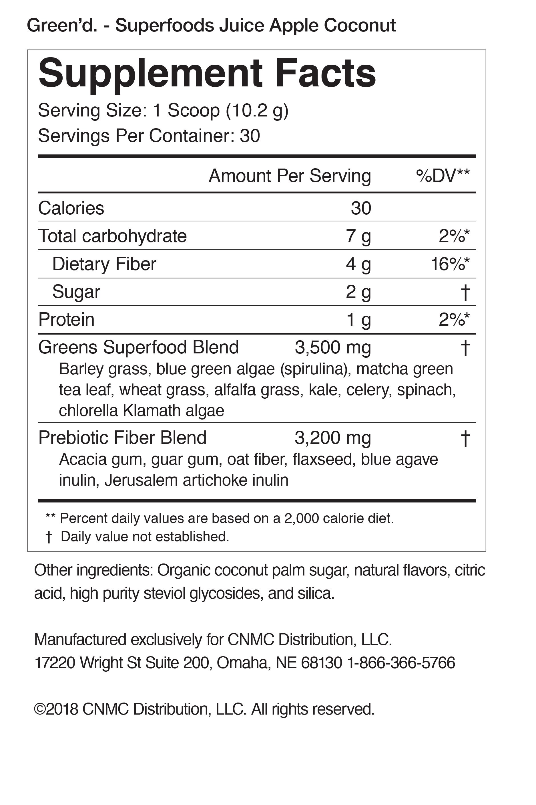 green'd. Vegan Superfoods - Nutrition Facts green'd. Vegan Superfoods -Nutrition Facts