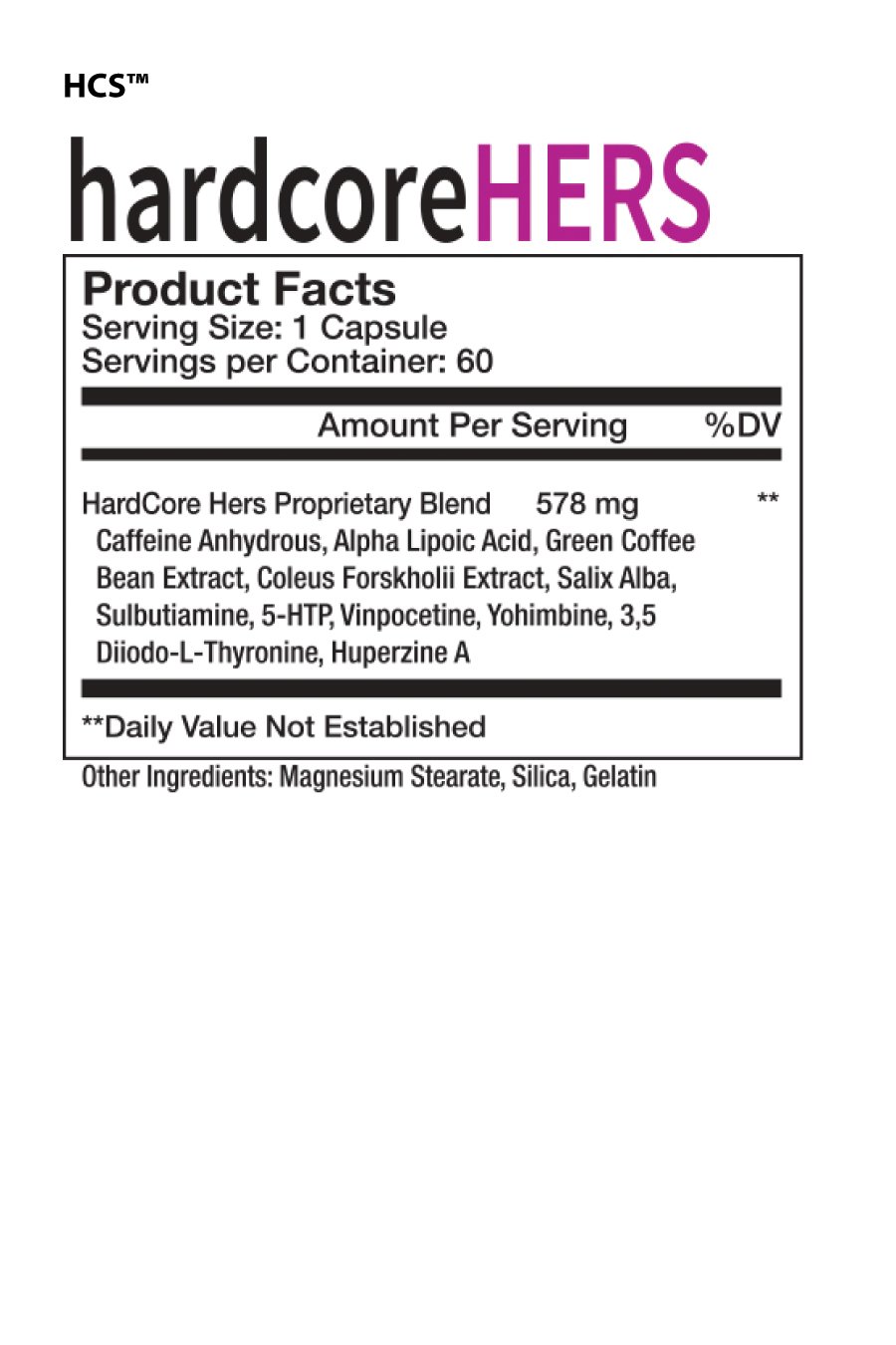 Hardcore Sports Hers - Nutrition Facts Hardcore Sports Hers -Nutrition Facts