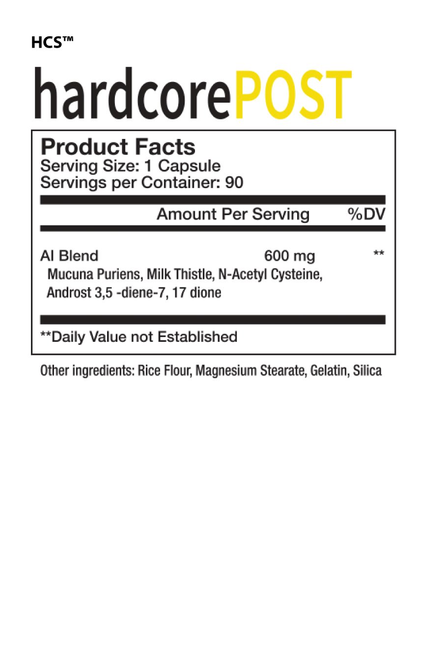 Hardcore Sports PCT - Nutrition Facts Hardcore Sports PCT -Nutrition Facts