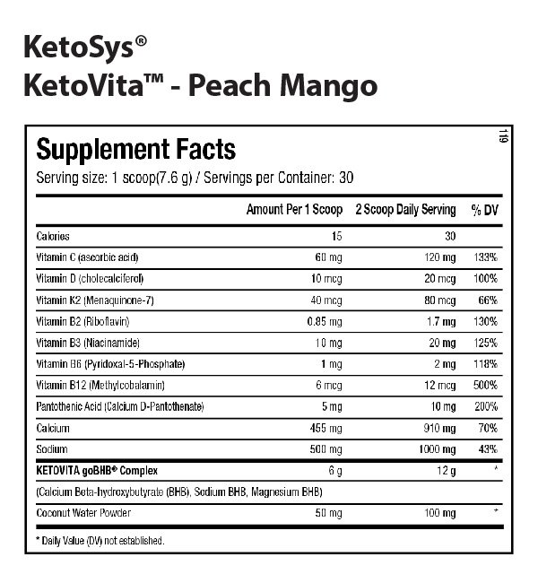 KETOVITA BHB Ketones + Essential Vitamins - Nutrition Facts KETOVITA BHB Ketones + Essential Vitamins -Nutrition Facts