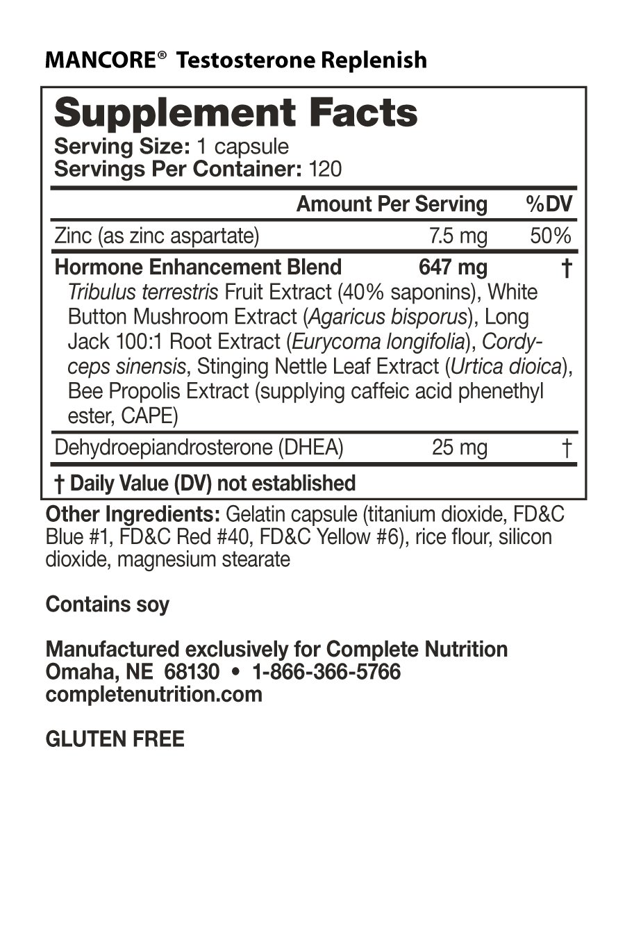 Mancore 2-Pack - Nutrition Facts Mancore 2-Pack - Nutrition Facts
