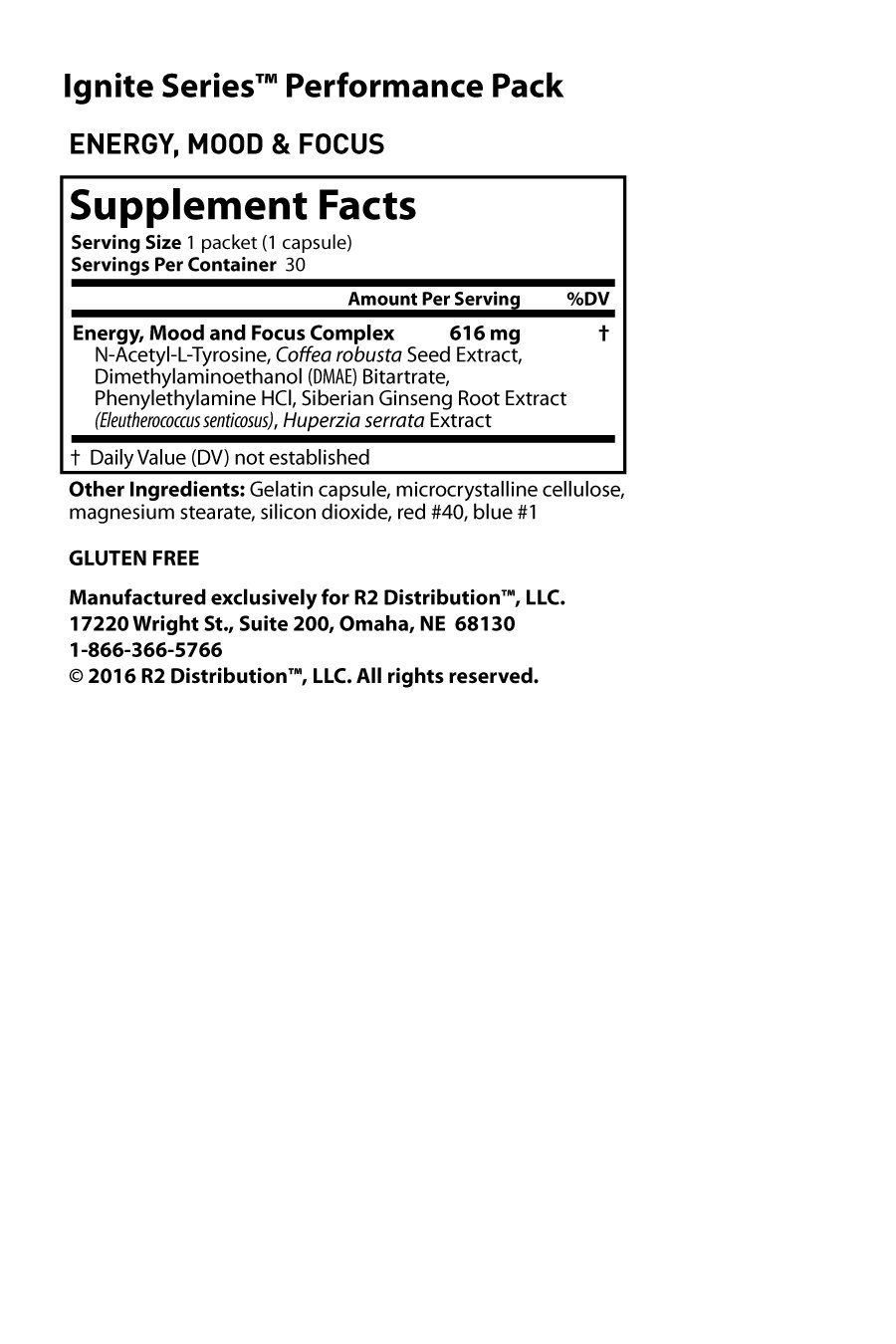 Ignite Performance Packet - Nutrition Facts Ignite Performance Packet - Nutrition Facts