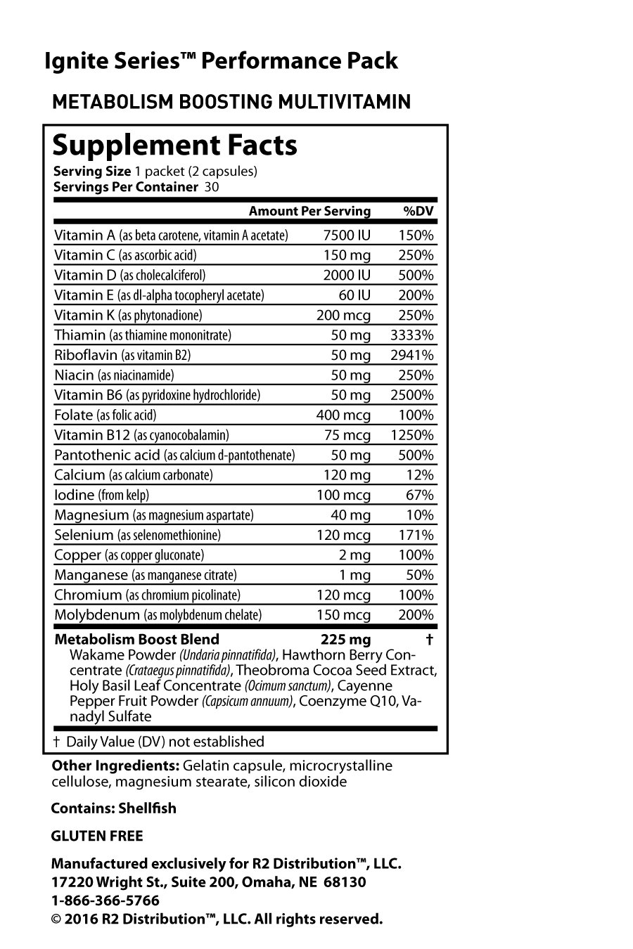 Ignite Performance Packet - Nutrition Facts Ignite Performance Packet - Nutrition Facts