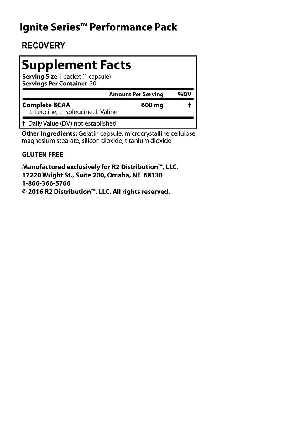 Ignite Performance Packet - Nutrition Facts Ignite Performance Packet - Nutrition Facts