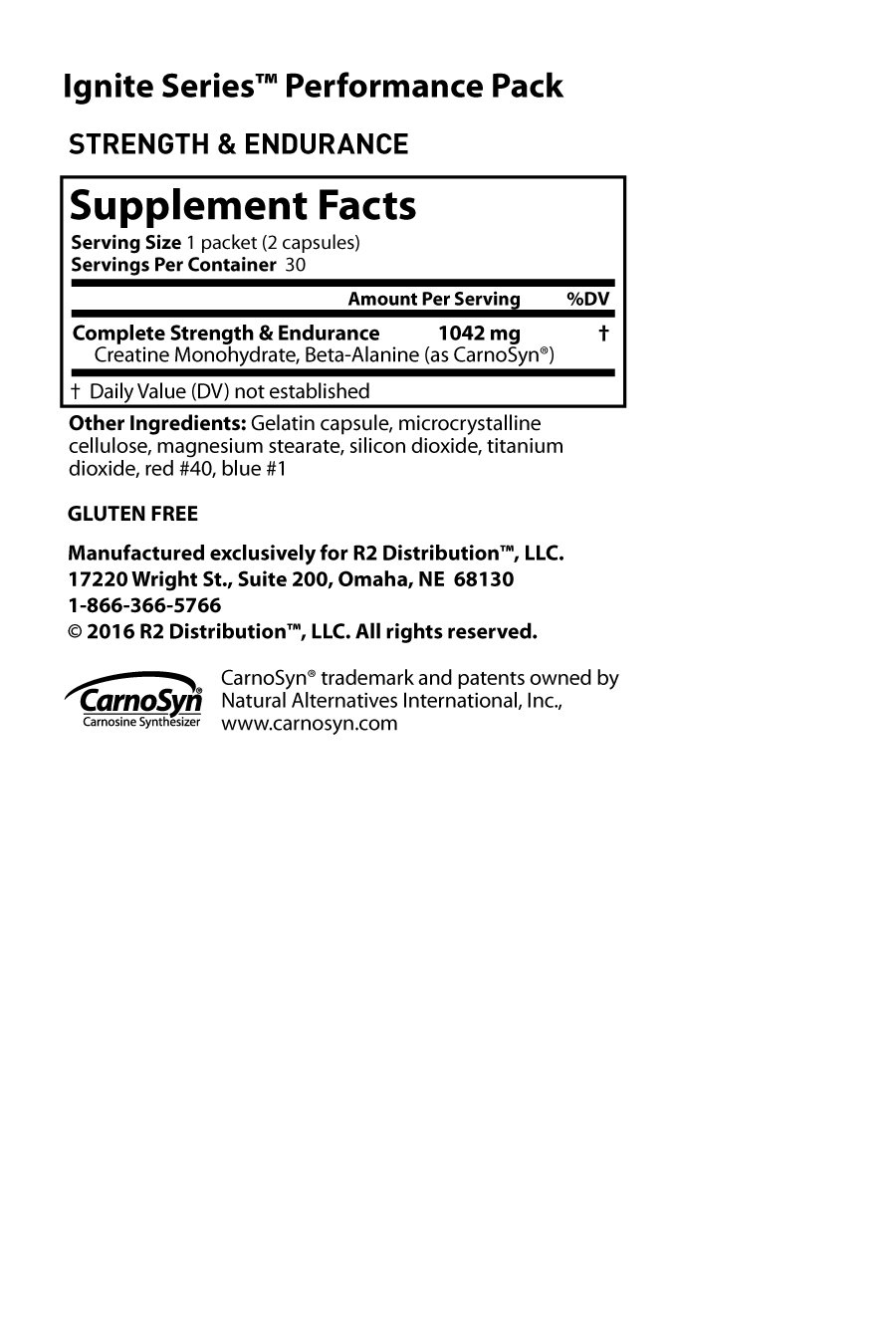 Ignite Performance Packet - Nutrition Facts Ignite Performance Packet - Nutrition Facts