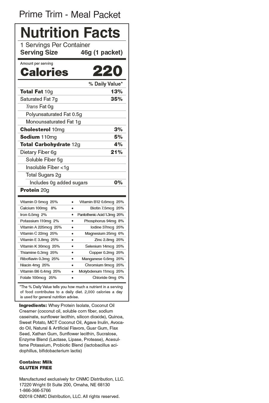 Prime Trim Healthy Living Bundle + FREE Cleanse & Shaker Cup - Nutrition Facts Prime Trim Healthy Living Bundle + FREE Cleanse & Shaker Cup - Nutrition Facts