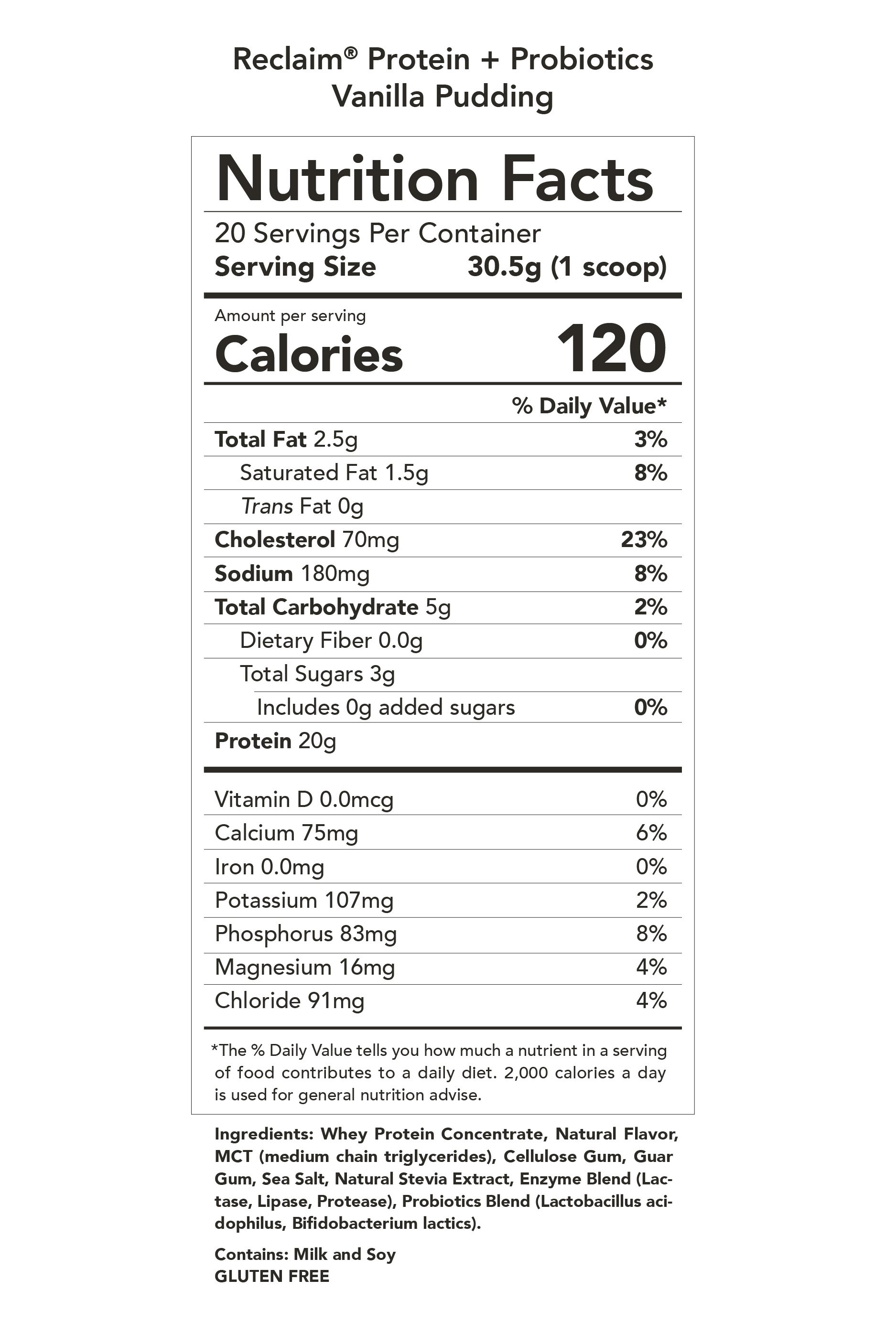 Reclaim Protein + Probiotics - Nutrition Facts Reclaim Protein + Probiotics -Nutrition Facts