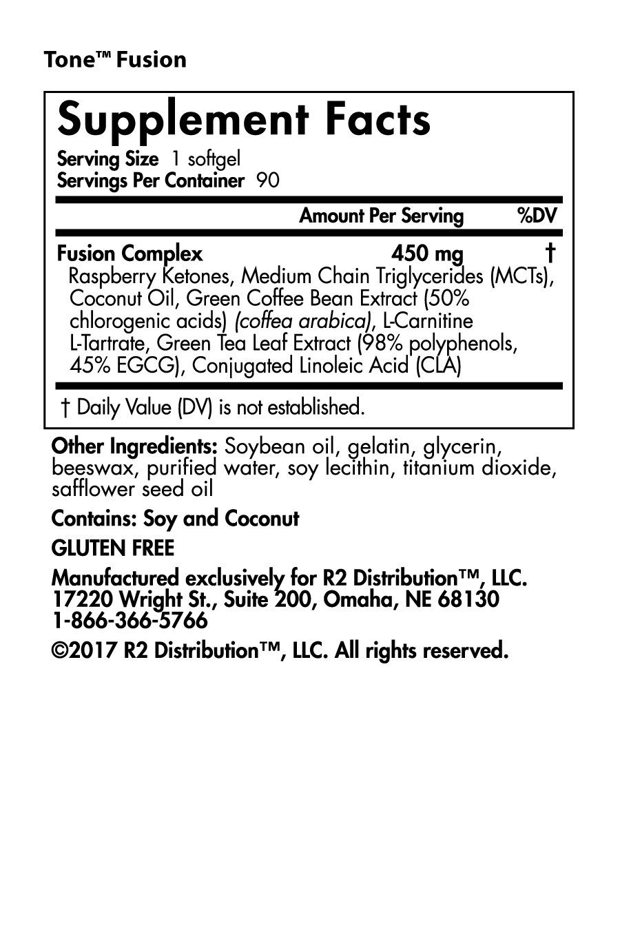 Tone Fusion - Nutrition Facts Tone Fusion -Nutrition Facts